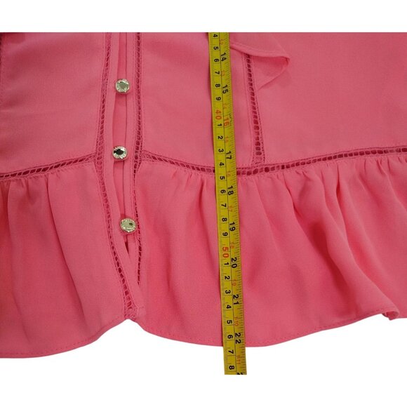 Tommy Hilfiger Womens Pink Ruffled Button-Up Sleeveless Top M Polyester. NWT - Picture 8 of 8